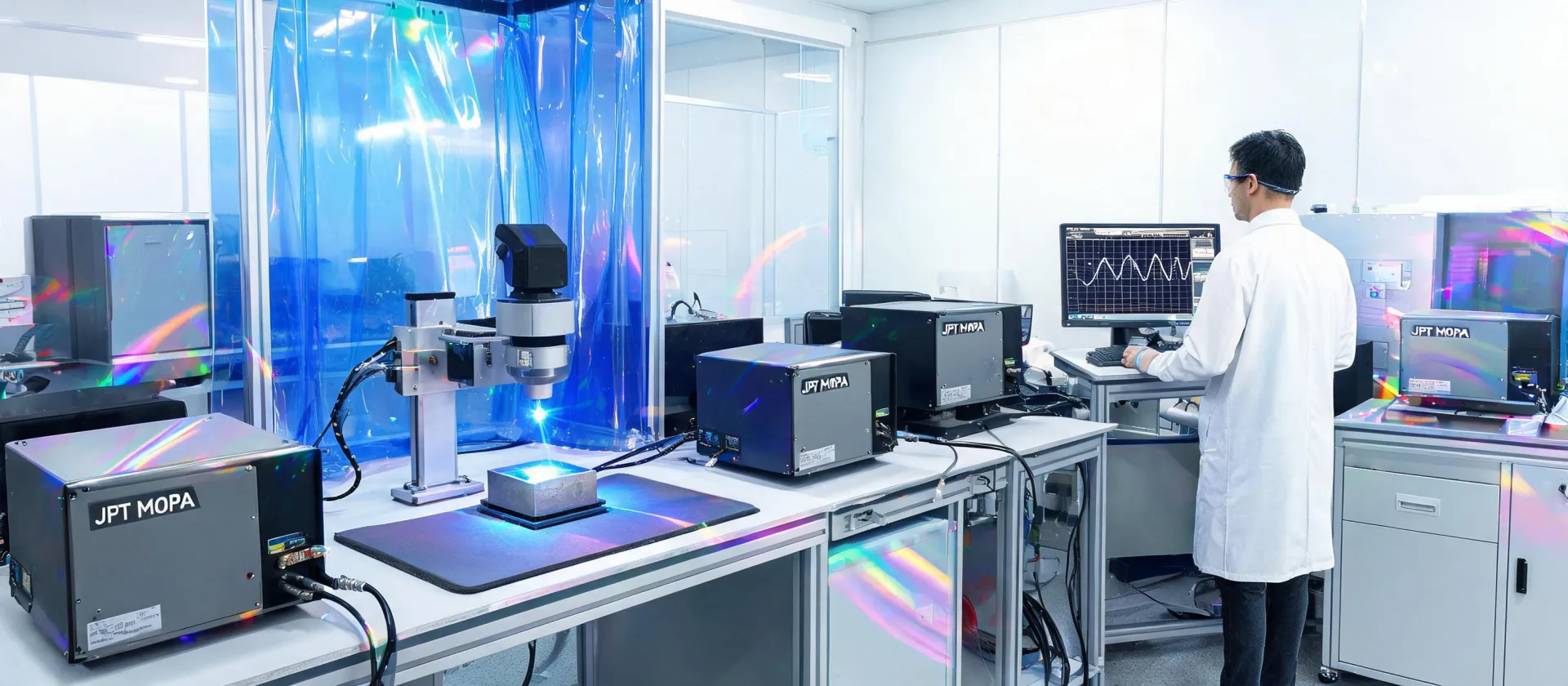 JPT MOPA fiber laser source in photonics integration lab