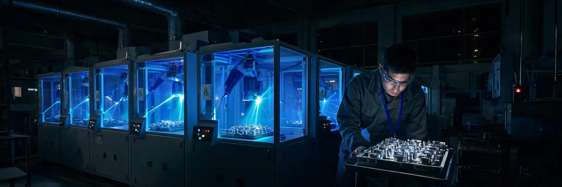 Laser marking production line with stainless parts